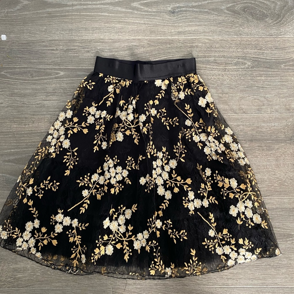 lace floral ballerina midi skirt